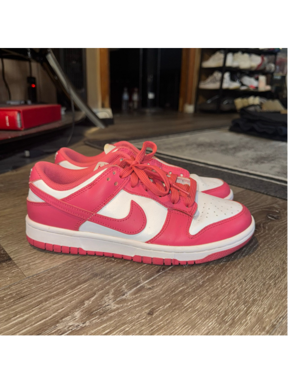 Nike Dunk Low Sneakers Pink and White Size 7 - Picture 2 of 9